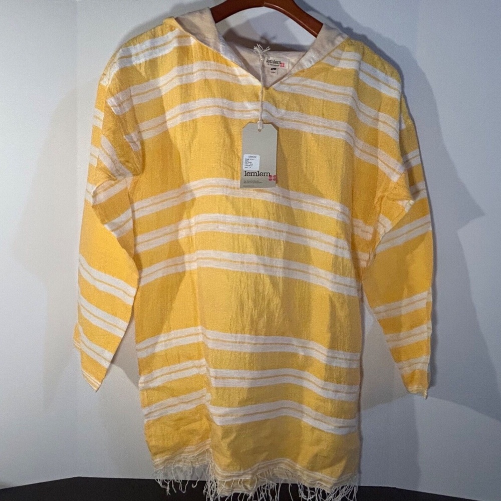 Lemlem by Liya Kebede Doro Striped Hoodie Yellow White Size M - NWT